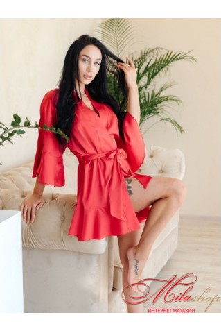 Сатиновий халат з рюшами Marsana 08-012